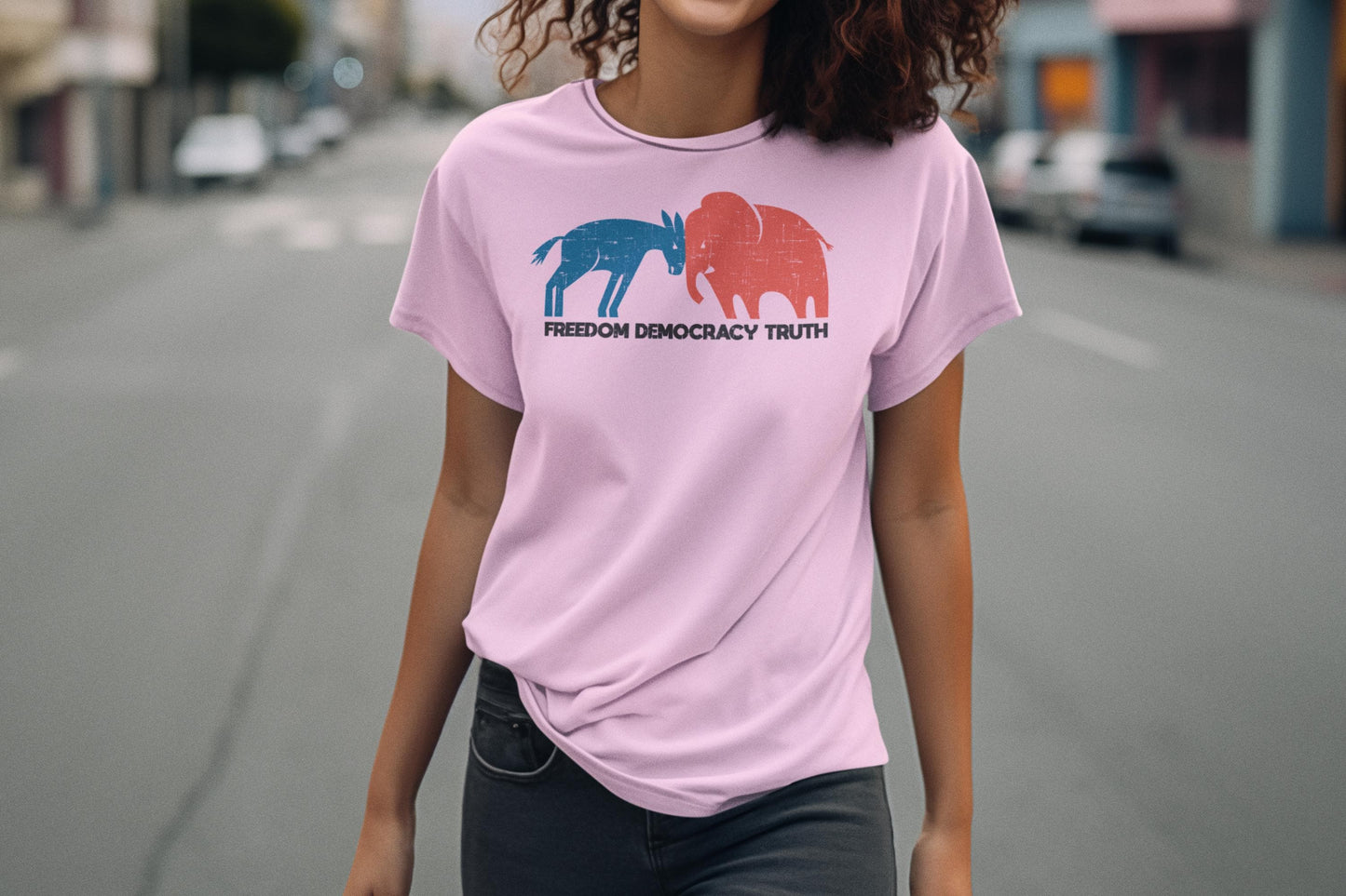 Freedom Democracy Truth T-Shirt - Donkey vs Elephant Graphic Tee