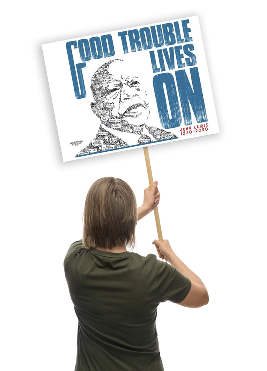 John Lewis “Good Trouble Lives On Poster, Civil Rights Quote Wall Art,Protest Poster, Black History Artwork July 17 Good Trouble Day
