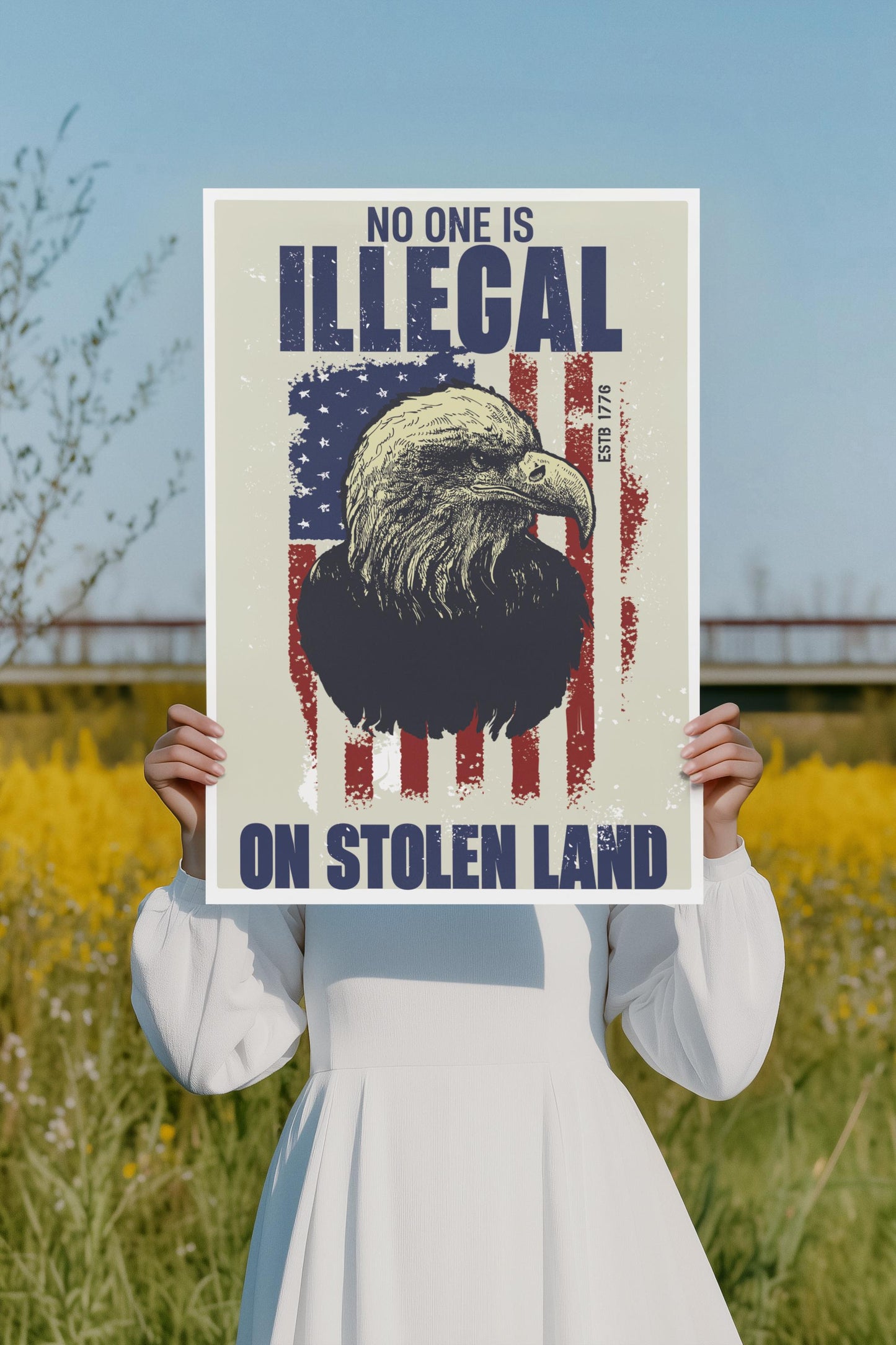 Stolen Land Foam Board Protest Sign, Anti-Trump Resistance, Resist, Political Activist Poster, Protest Poster
