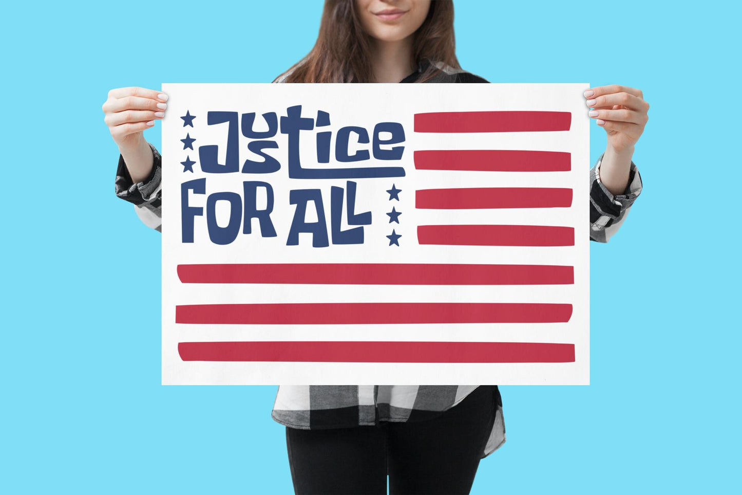 Justice for All Protest Poster | Feminist Political Banner | Pro Immigrant Equality March Poster | Rally Decor
