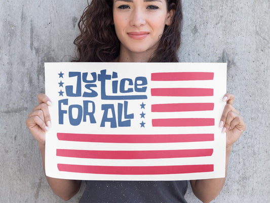 Justice for All Protest Poster | Feminist Political Banner | Pro Immigrant Equality March Poster | Rally Decor