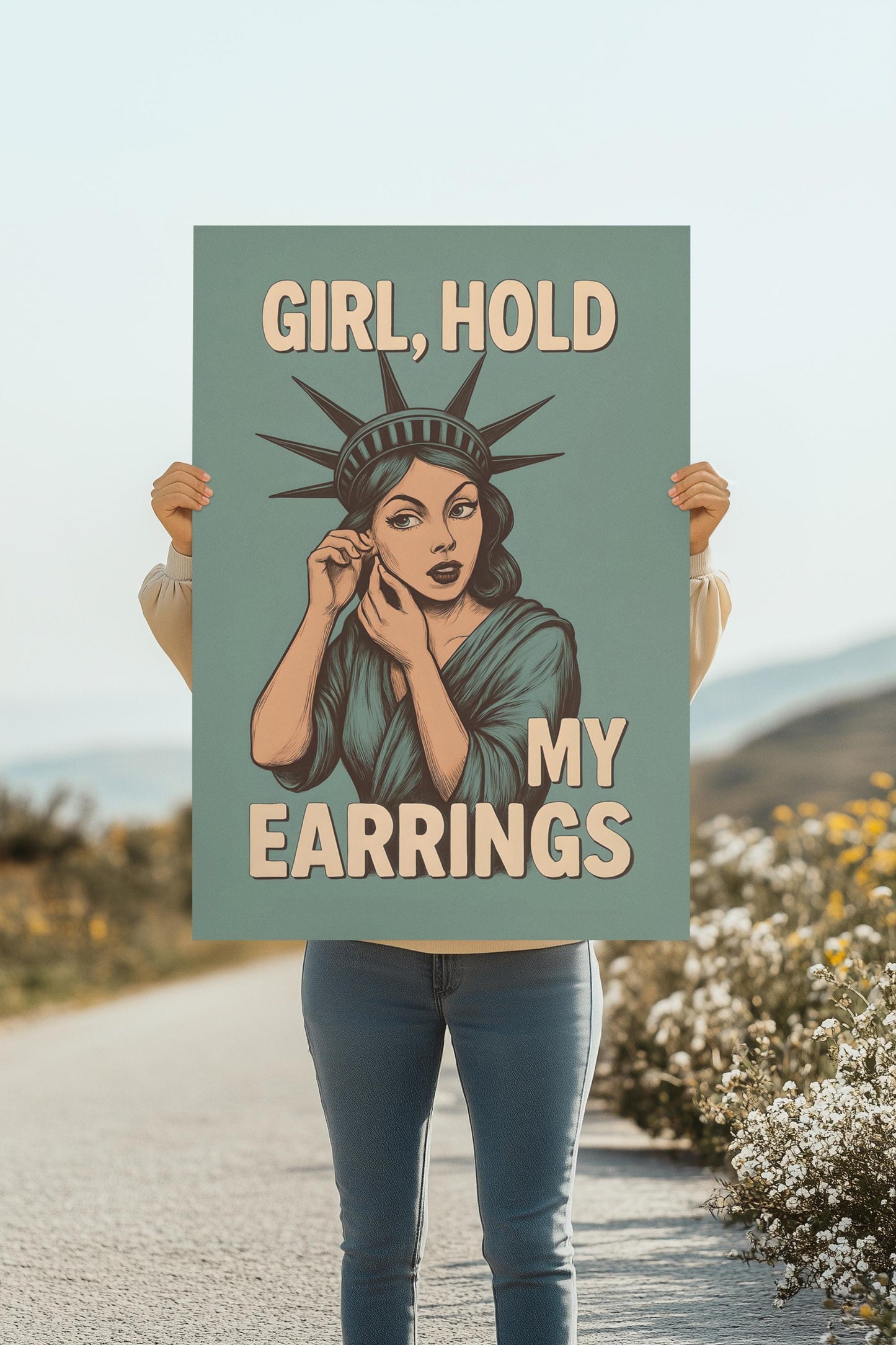 Statue of Liberty Protest Poster - Anti-Trump Feminist Art - Liberty Ready to Fight - Political Resistance Wall Print - Empowerment Decor