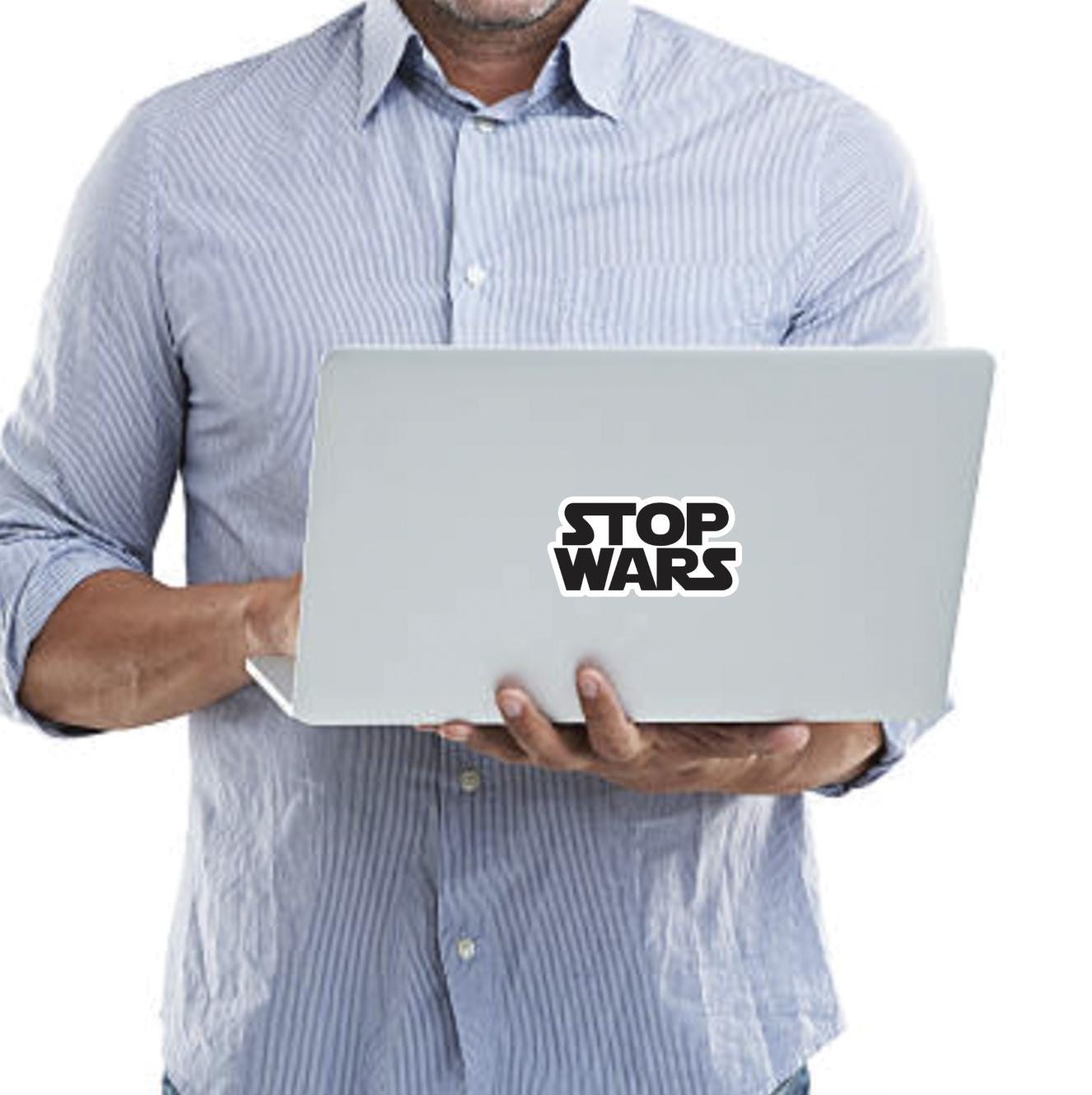 STOP WARS Sticker - Star Wars Font Anti-War Decal - Political Protest Vinyl Sticker - Peace Activist Gift - Laptop, Water Bottle, Car