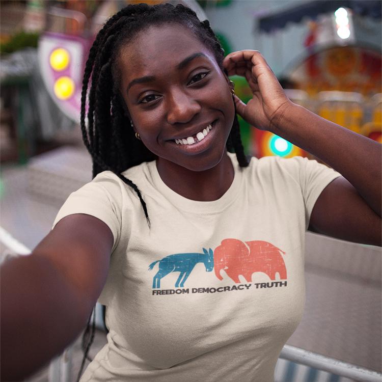 Freedom Democracy Truth T-Shirt - Donkey vs Elephant Graphic Tee
