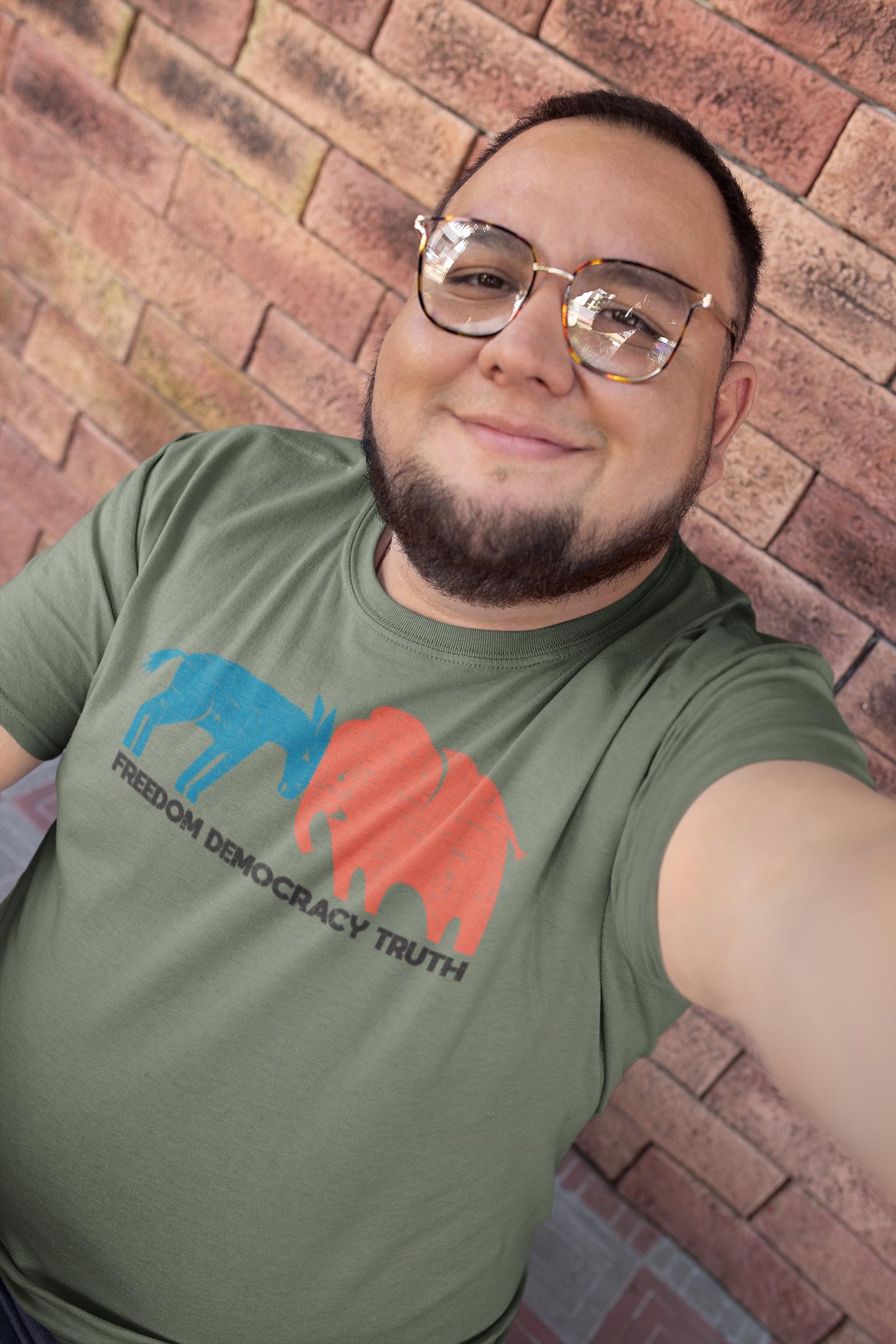 Freedom Democracy Truth T-Shirt - Donkey vs Elephant Graphic Tee