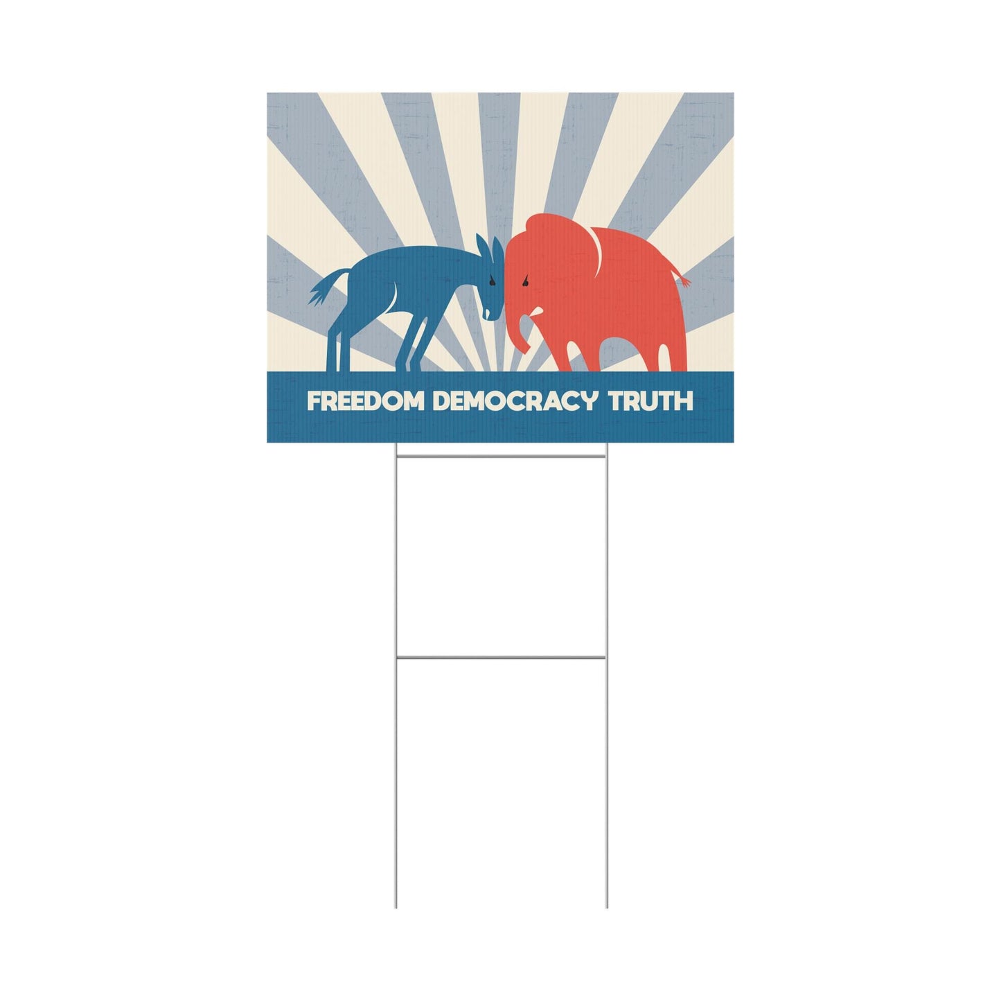 Freedom Democracy Truth Yard Sign, Anti-Trump Political Protest Sign, Donkey vs Elephant Lawn Art, Corrugated Plastic Pro-Truth Yard Sign