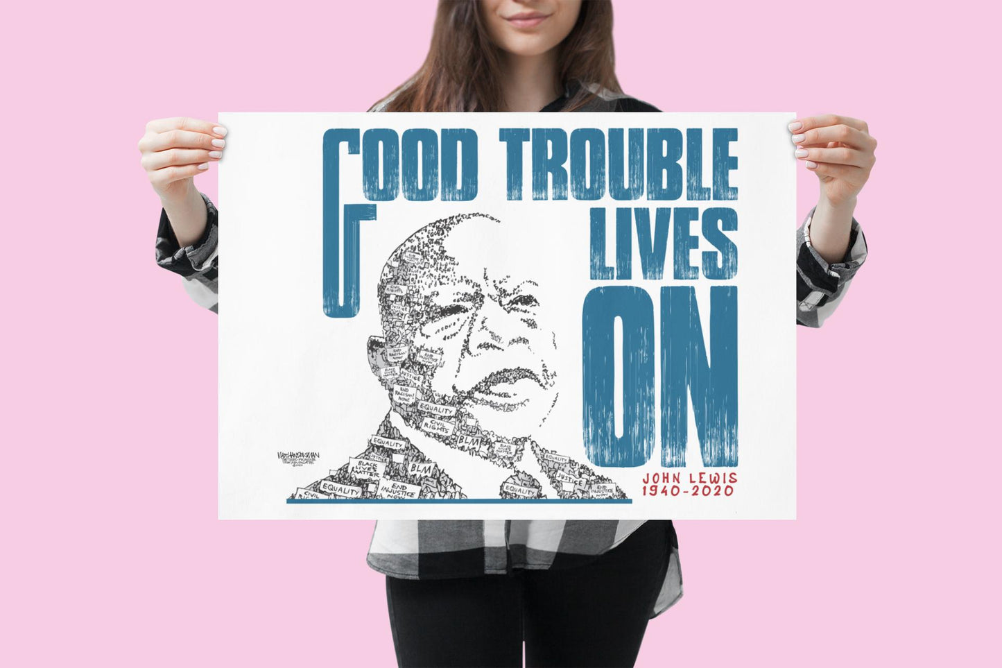 John Lewis “Good Trouble Lives On Poster, Civil Rights Quote Wall Art,Protest Poster, Black History Artwork July 17 Good Trouble Day