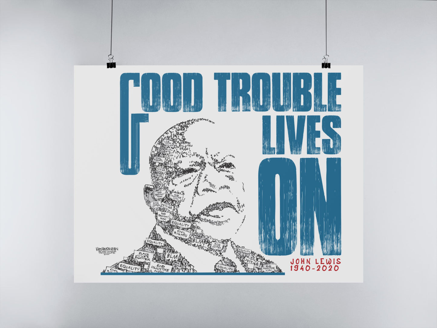 John Lewis “Good Trouble Lives On Poster, Civil Rights Quote Wall Art,Protest Poster, Black History Artwork July 17 Good Trouble Day