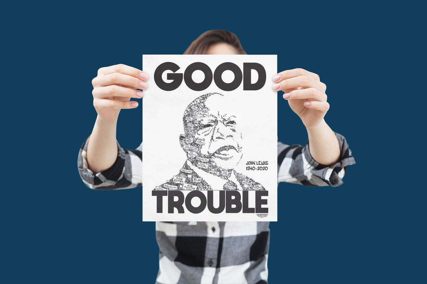 John Lewis “Good Trouble Lives On Poster, Civil Rights Quote Wall Art,Protest Poster, Black History Artwork July 17 Good Trouble Day