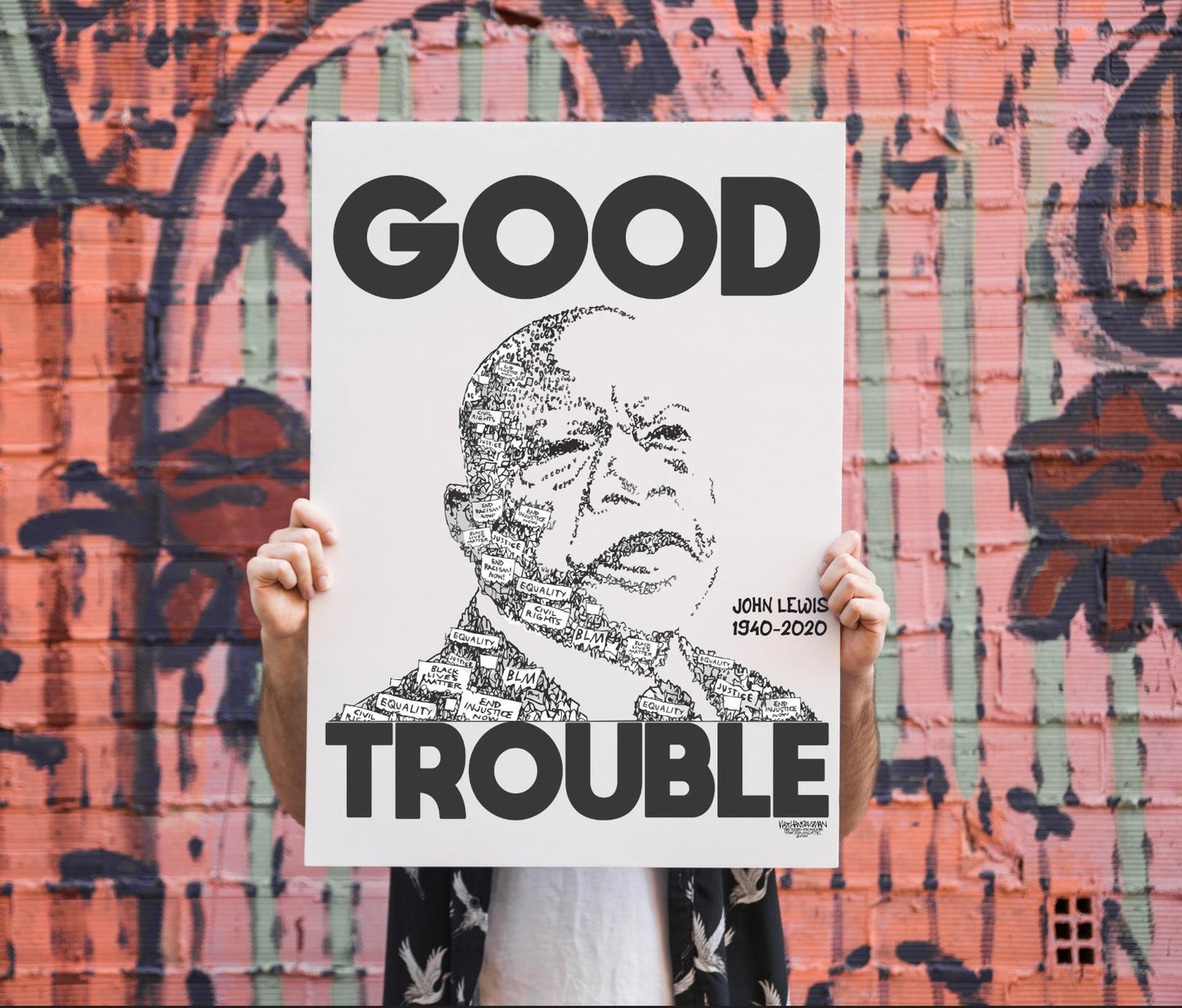 John Lewis “Good Trouble Lives On Poster, Civil Rights Quote Wall Art,Protest Poster, Black History Artwork July 17 Good Trouble Day
