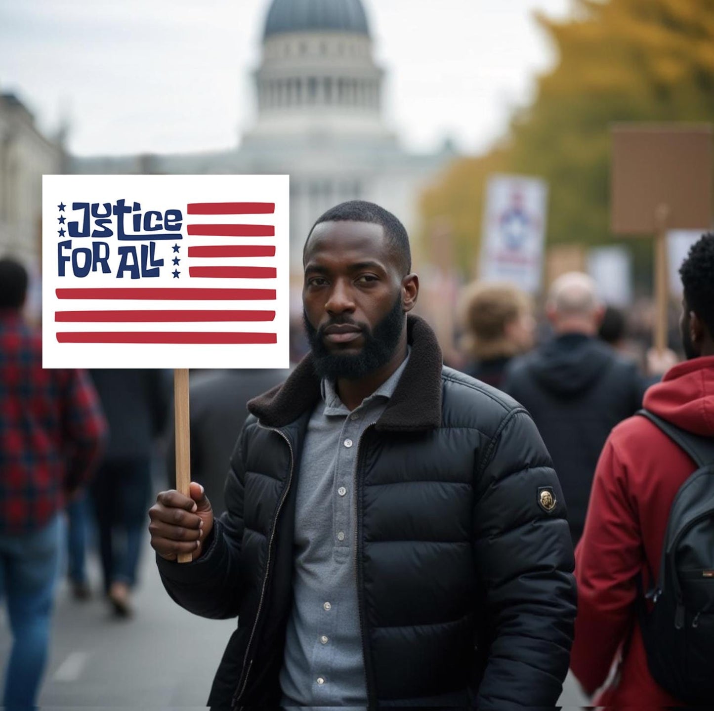 Justice for All Protest Poster | Feminist Political Banner | Pro Immigrant Equality March Poster | Rally Decor