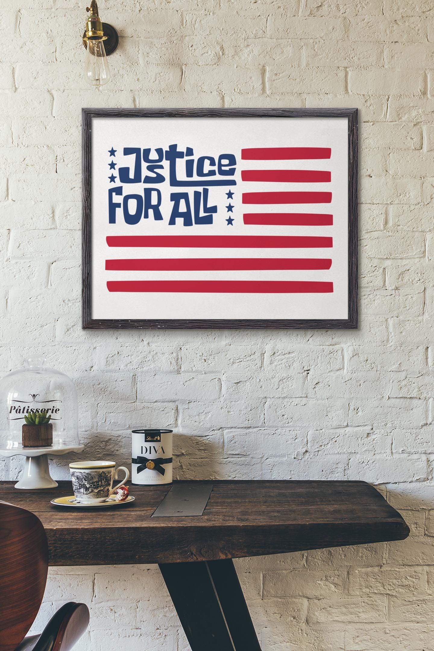 Justice for All Protest Poster | Feminist Political Banner | Pro Immigrant Equality March Poster | Rally Decor