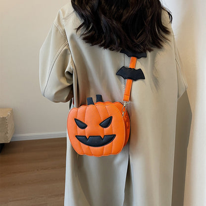 Funny Pumpkin Halloween Crossbody Bag – Cute Cartoon Bat Shoulder Bag for Women, Personalized Spooky Purse