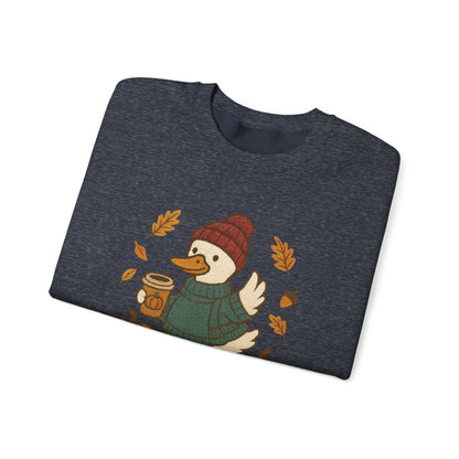 Cozy Autumn Goose Sweatshirt, Pumpkin, Fall Fashion, Unisex Crewneck, Halloween Gift, Seasonal Wear, Nature Lover's Apparel