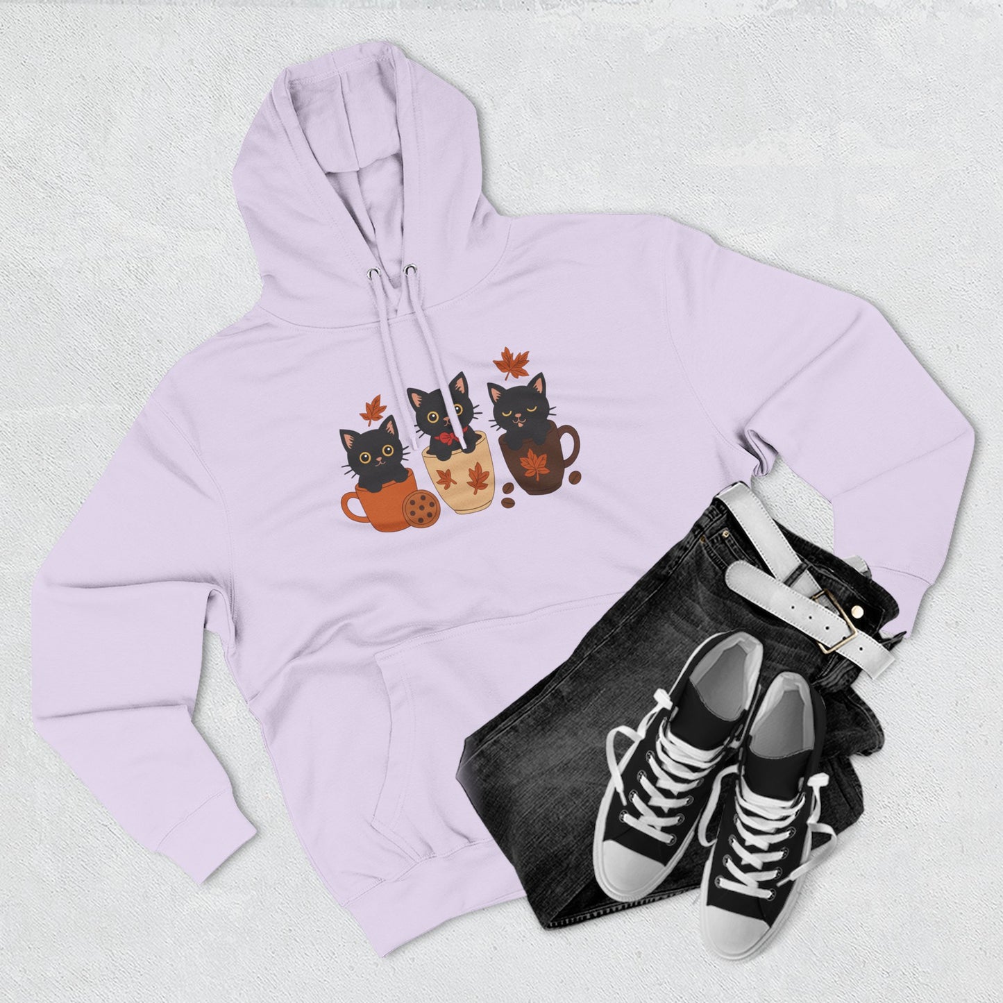 Cozy Cat-Themed Fleece Hoodie for Fall, Perfect for Cat Lovers, Halloween and Cozy Season, Cute Hoodie, Gift Idea, Autumn Vibe