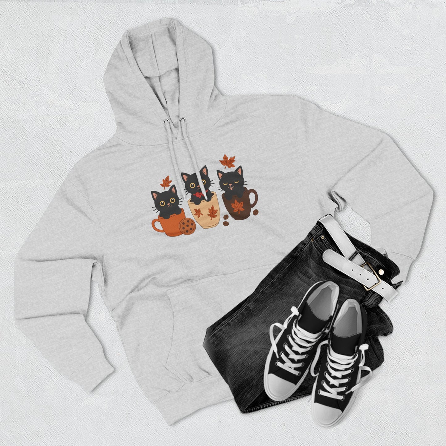 Cozy Cat-Themed Fleece Hoodie for Fall, Perfect for Cat Lovers, Halloween and Cozy Season, Cute Hoodie, Gift Idea, Autumn Vibe