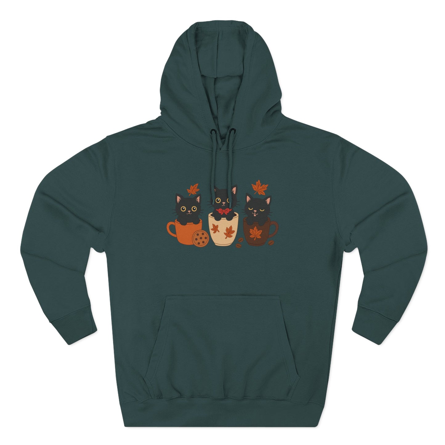 Cozy Cat-Themed Fleece Hoodie for Fall, Perfect for Cat Lovers, Halloween and Cozy Season, Cute Hoodie, Gift Idea, Autumn Vibe
