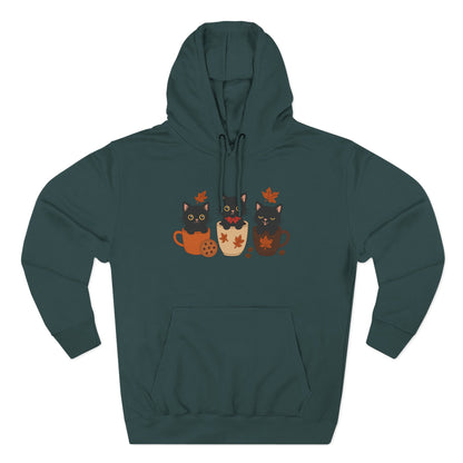 Cozy Cat-Themed Fleece Hoodie for Fall, Perfect for Cat Lovers, Halloween and Cozy Season, Cute Hoodie, Gift Idea, Autumn Vibe