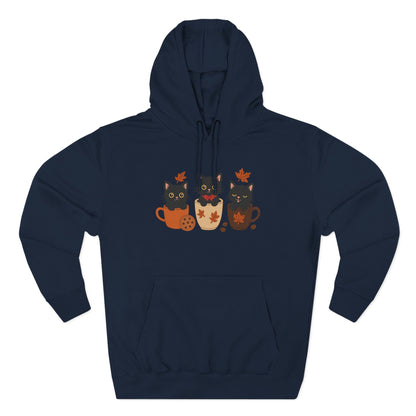 Cozy Cat-Themed Fleece Hoodie for Fall, Perfect for Cat Lovers, Halloween and Cozy Season, Cute Hoodie, Gift Idea, Autumn Vibe