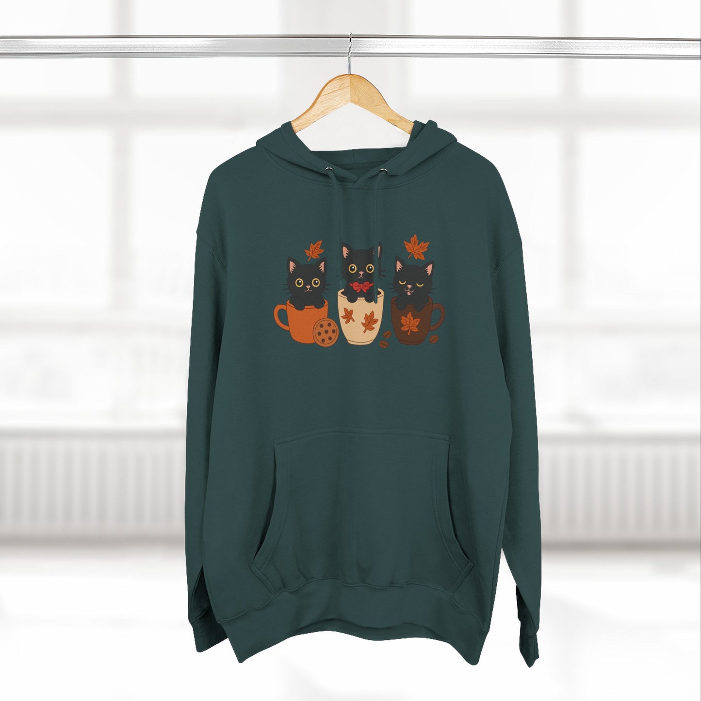 Cozy Cat-Themed Fleece Hoodie for Fall, Perfect for Cat Lovers, Halloween and Cozy Season, Cute Hoodie, Gift Idea, Autumn Vibe