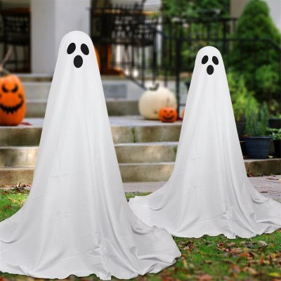 Front Porch Ghost Halloween Decoration – Battery-Powered Standing Ghost with Lighting Chain