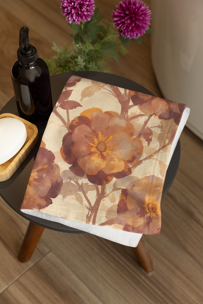 Trump Sucks Mocha and Orange Watercolor Floral Hand Towel, Subtle Political Statement