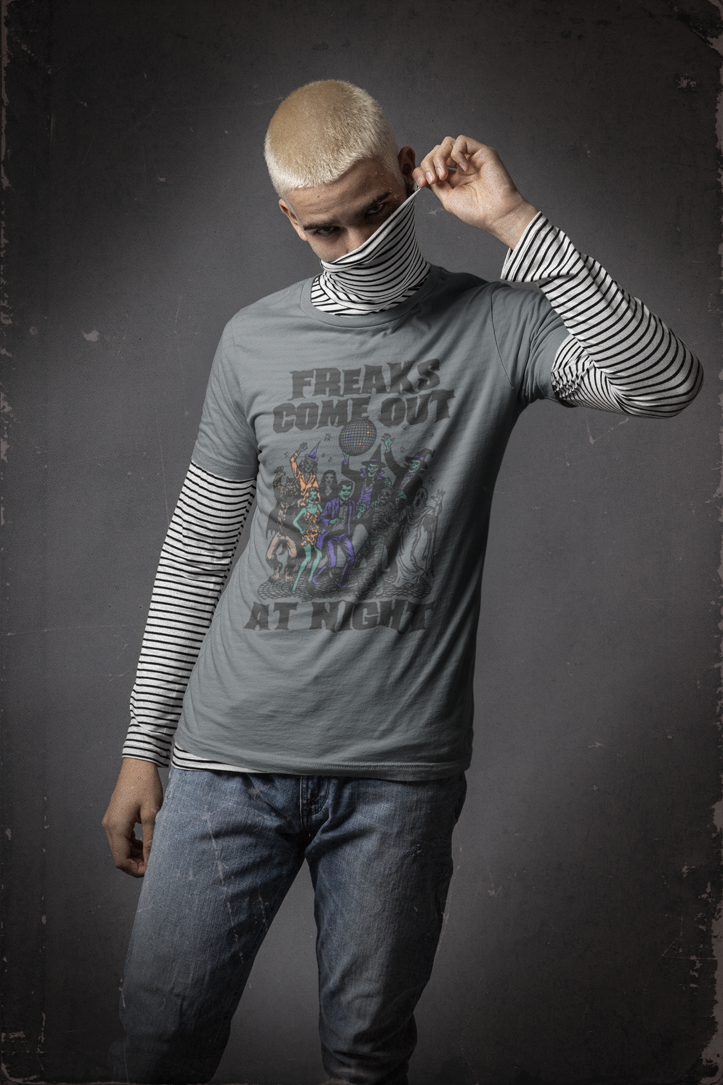 Freaks Come Out at Night Halloween T-Shirt – Retro Comfort Colors 1717 Spooky Party Tee