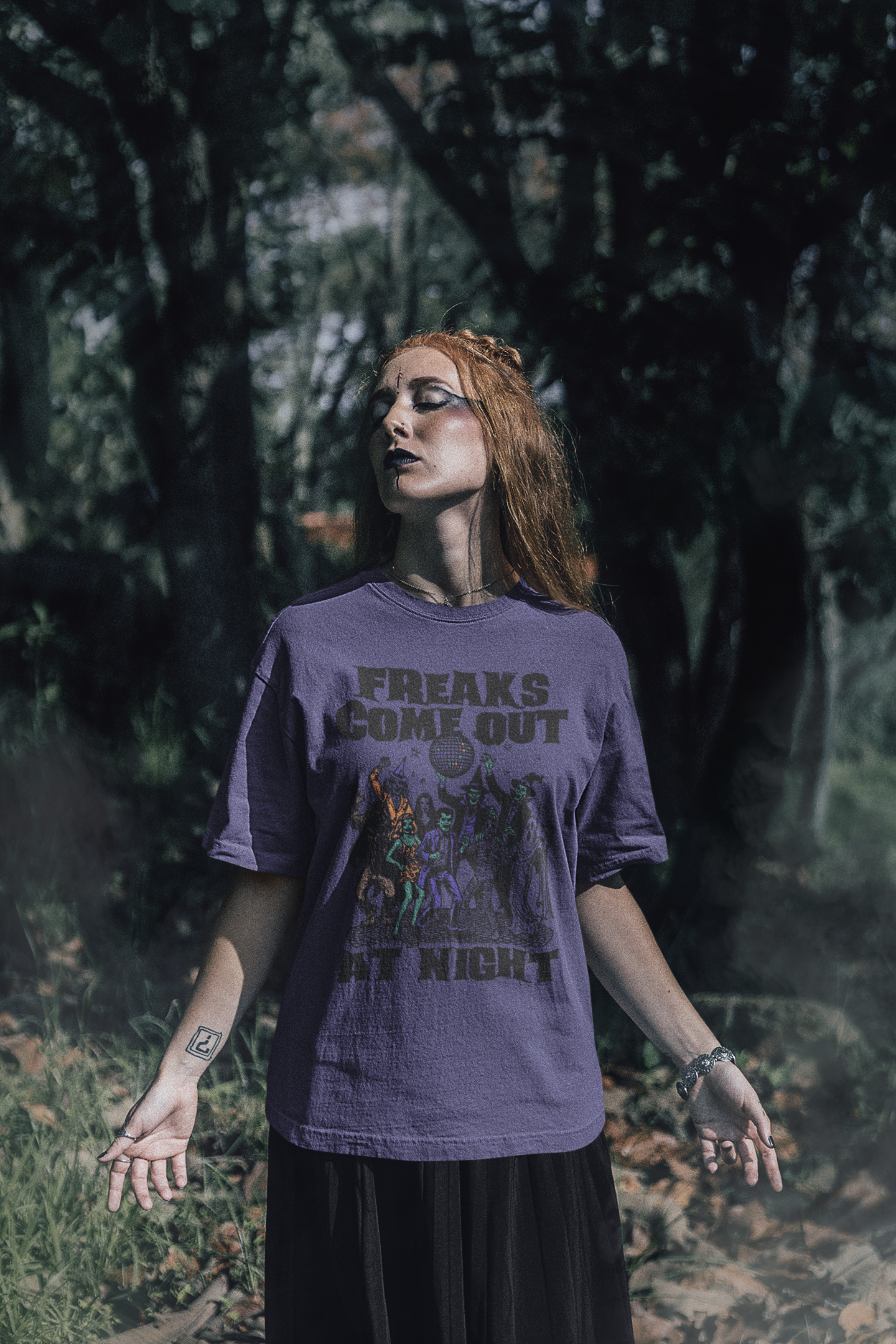 Freaks Come Out at Night Halloween T-Shirt – Retro Comfort Colors 1717 Spooky Party Tee