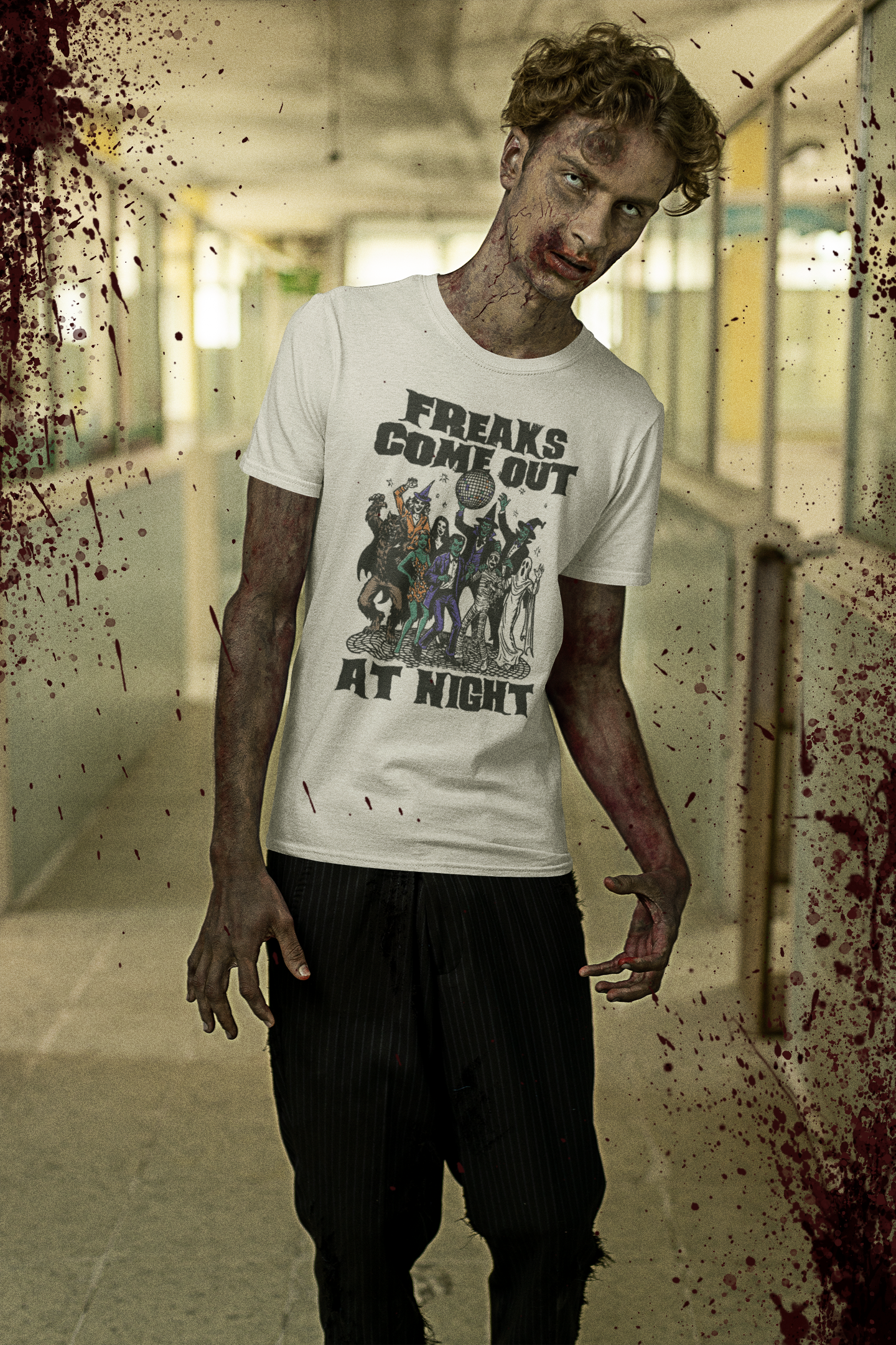 Freaks Come Out at Night Halloween T-Shirt – Retro Comfort Colors 1717 Spooky Party Tee