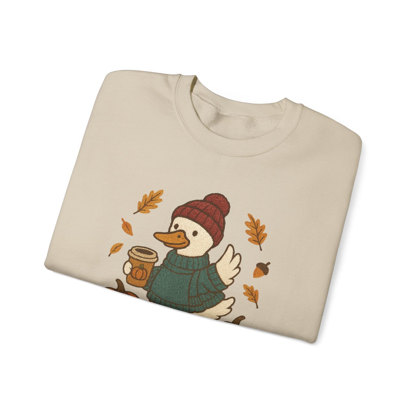 Cozy Autumn Goose Sweatshirt, Pumpkin, Fall Fashion, Unisex Crewneck, Halloween Gift, Seasonal Wear, Nature Lover's Apparel