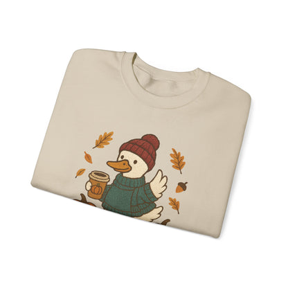 Cozy Autumn Goose Sweatshirt, Pumpkin, Fall Fashion, Unisex Crewneck, Halloween Gift, Seasonal Wear, Nature Lover's Apparel