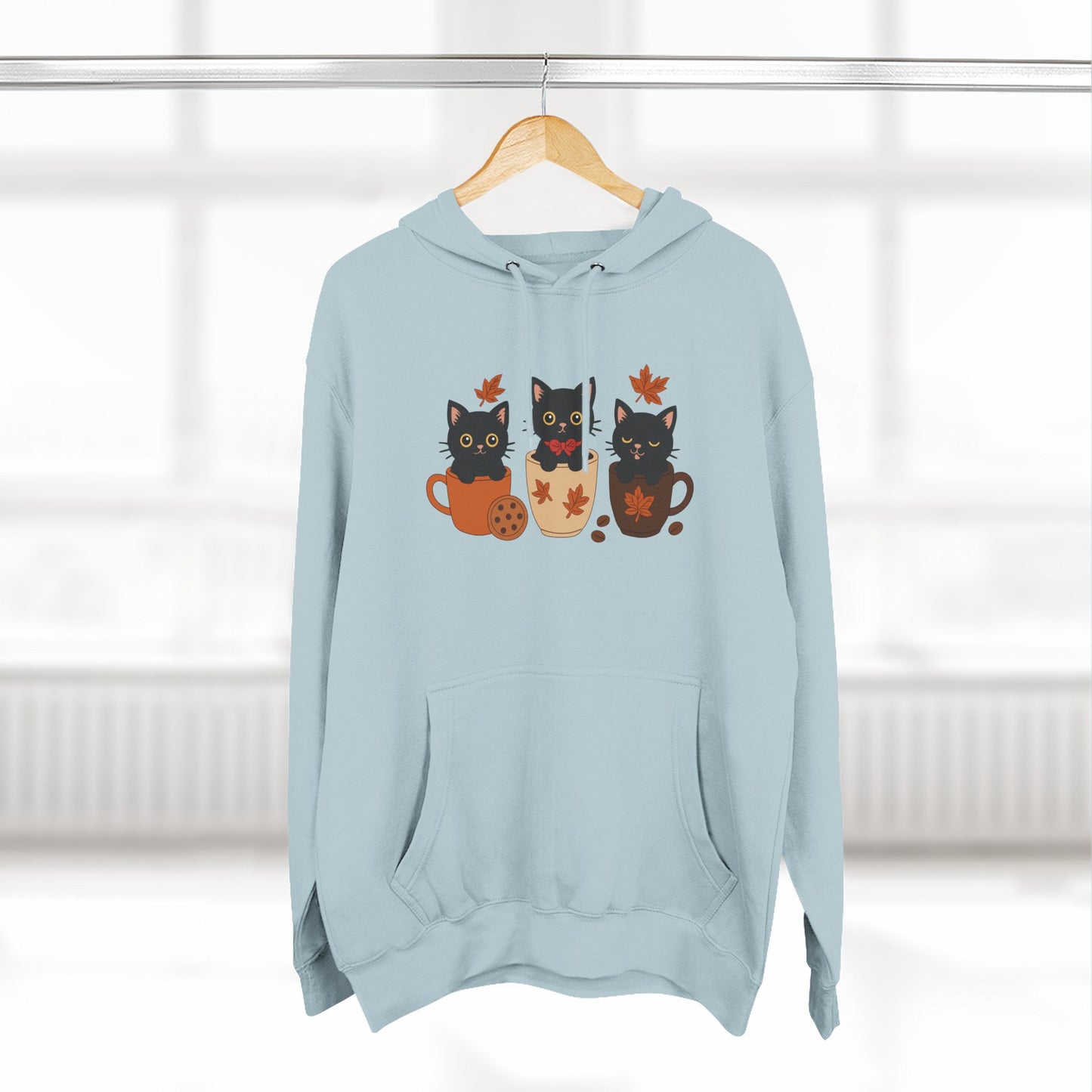 Cozy Cat-Themed Fleece Hoodie for Fall, Perfect for Cat Lovers, Halloween and Cozy Season, Cute Hoodie, Gift Idea, Autumn Vibe