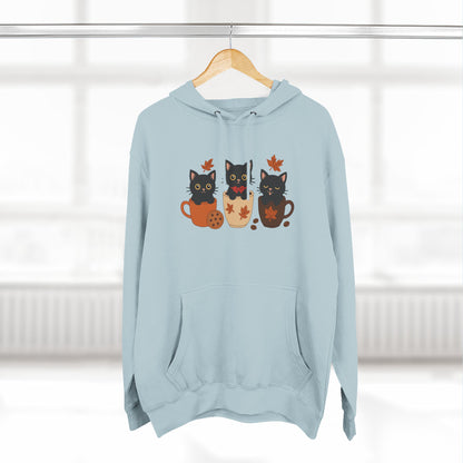 Cozy Cat-Themed Fleece Hoodie for Fall, Perfect for Cat Lovers, Halloween and Cozy Season, Cute Hoodie, Gift Idea, Autumn Vibe
