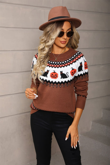 Women’s Oversized Black Cat Halloween Sweater