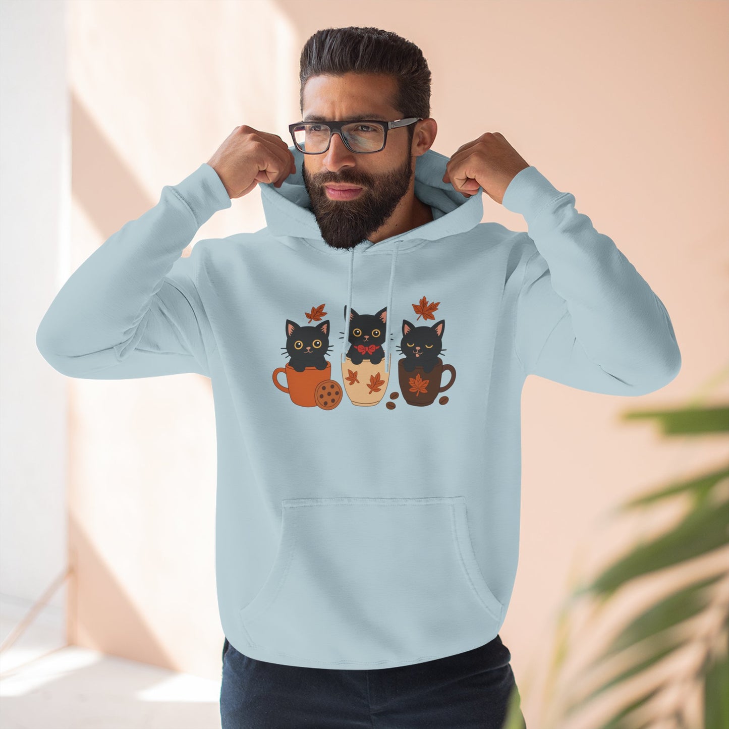 Cozy Cat-Themed Fleece Hoodie for Fall, Perfect for Cat Lovers, Halloween and Cozy Season, Cute Hoodie, Gift Idea, Autumn Vibe