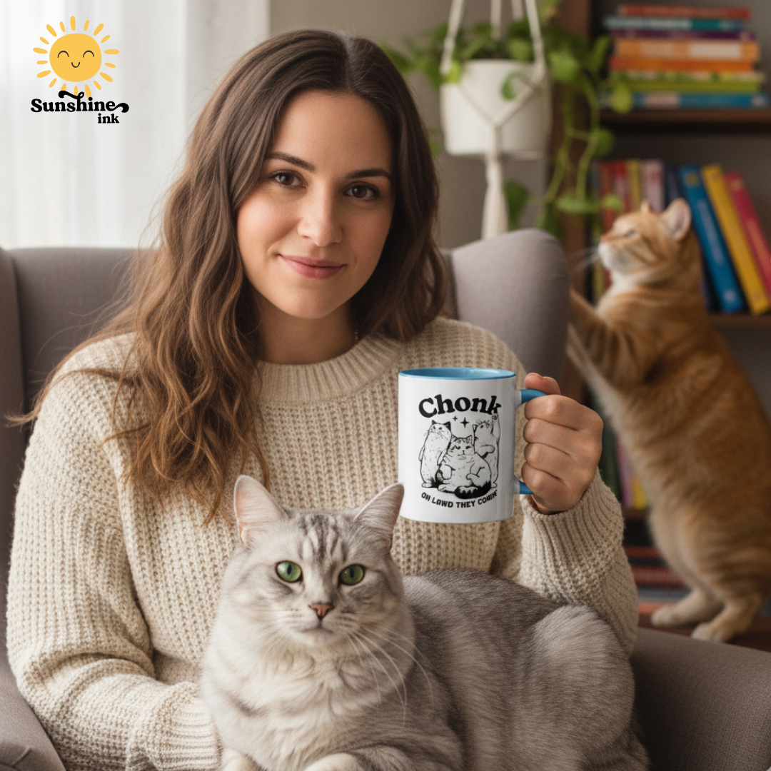 Chonk Oh Lawd They Coming Funny Cat Lover Mug