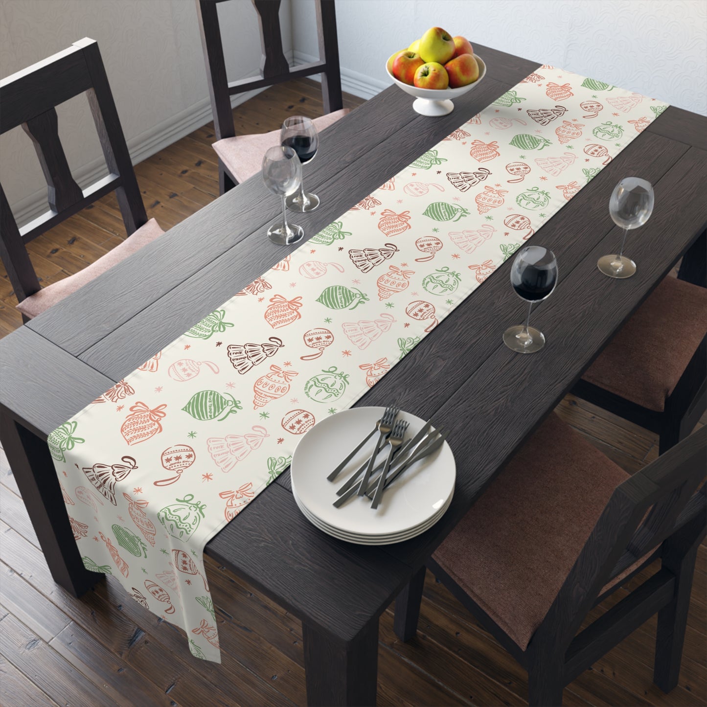 Festive Freedom Table Runner, A Playfully Rebellious Holiday Statement, Subtle Anti Trump Table Runner, Cotton Polyester