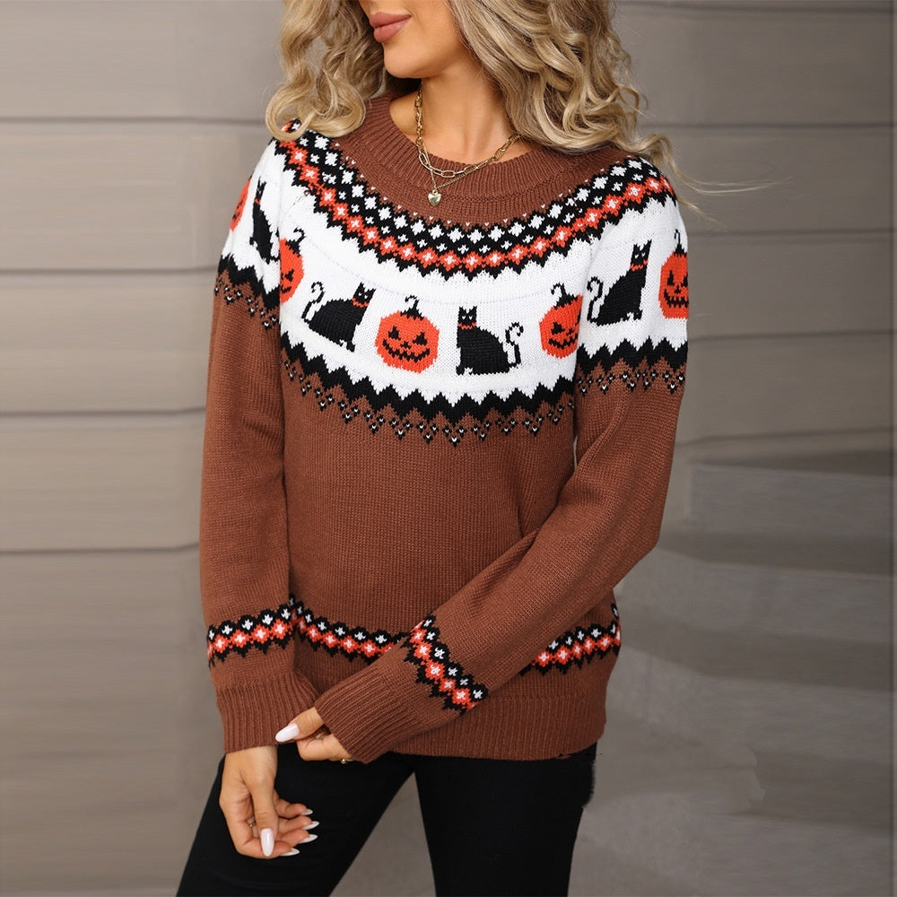 Women’s Oversized Black Cat Halloween Sweater