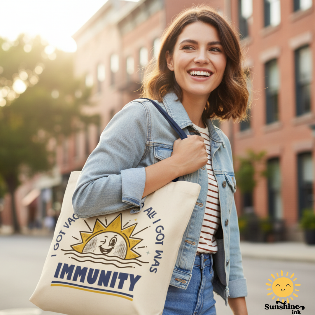 Funny Vaccination Immunity Tote Bag - Anti Trump, Anti RFK Jr, Science Is Real, Vaccine Gift, Pro Vaccination Bag