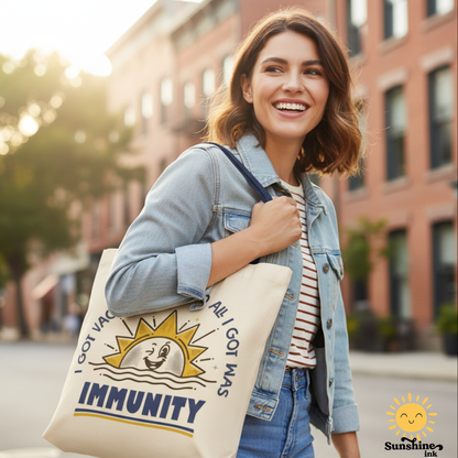 Funny Vaccination Immunity Tote Bag - Anti Trump, Anti RFK Jr, Science Is Real, Vaccine Gift, Pro Vaccination Bag