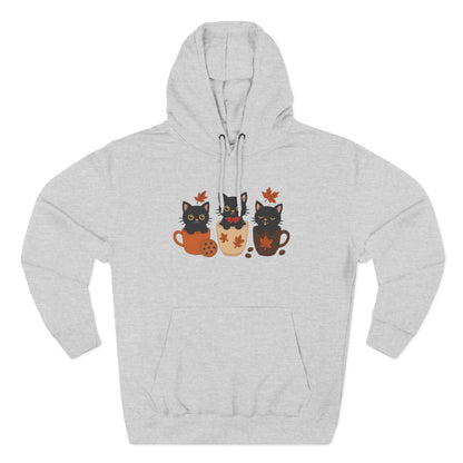 Cozy Cat-Themed Fleece Hoodie for Fall, Perfect for Cat Lovers, Halloween and Cozy Season, Cute Hoodie, Gift Idea, Autumn Vibe