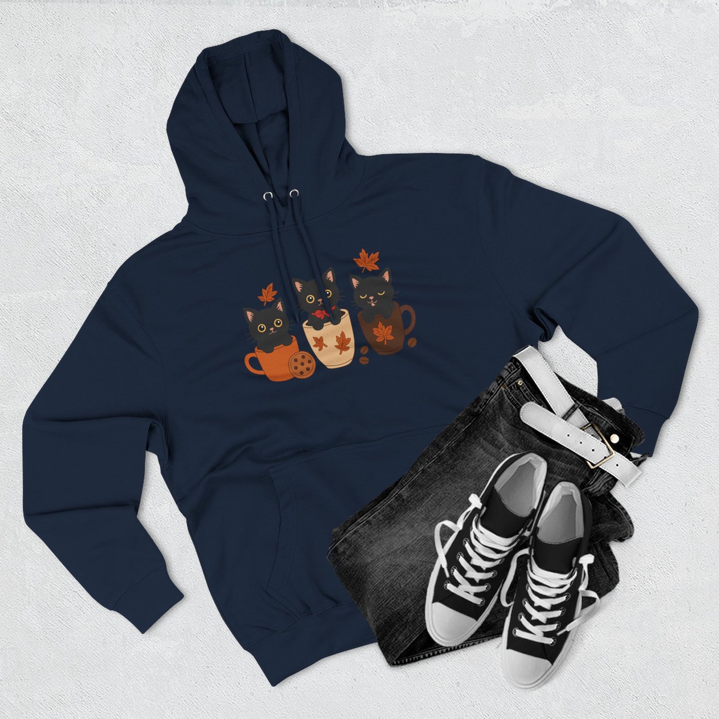 Cozy Cat-Themed Fleece Hoodie for Fall, Perfect for Cat Lovers, Halloween and Cozy Season, Cute Hoodie, Gift Idea, Autumn Vibe