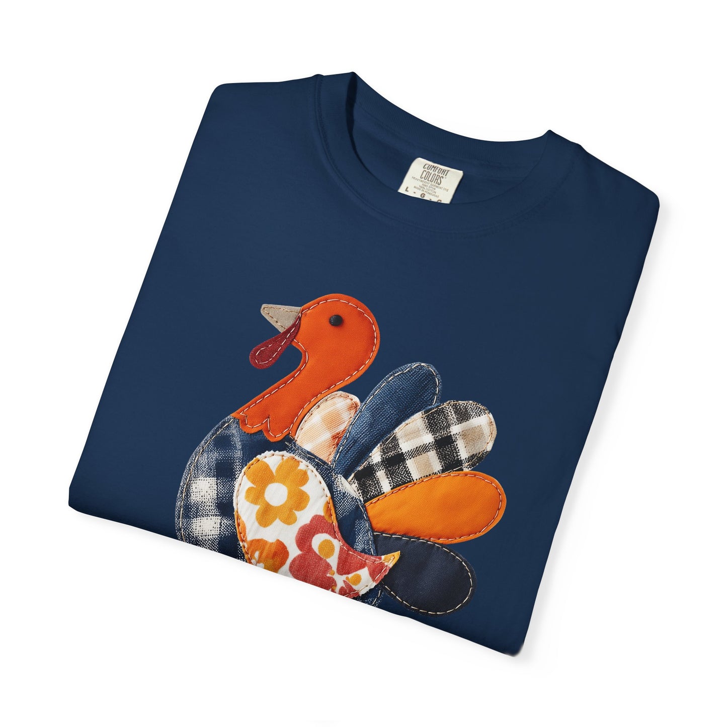 Thanksgiving Faux Patchwork Turkey Shirt, Unisex Fall Tee, Holiday Gift, Cozy Autumn Apparel, Festive Graphic T-shirt, Harvest Wear