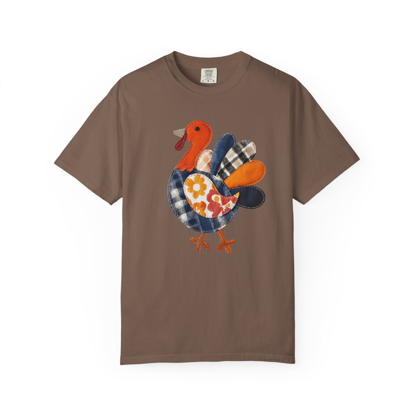 Thanksgiving Faux Patchwork Turkey Shirt, Unisex Fall Tee, Holiday Gift, Cozy Autumn Apparel, Festive Graphic T-shirt, Harvest Wear