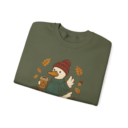 Cozy Autumn Goose Sweatshirt, Pumpkin, Fall Fashion, Unisex Crewneck, Halloween Gift, Seasonal Wear, Nature Lover's Apparel