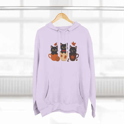 Cozy Cat-Themed Fleece Hoodie for Fall, Perfect for Cat Lovers, Halloween and Cozy Season, Cute Hoodie, Gift Idea, Autumn Vibe