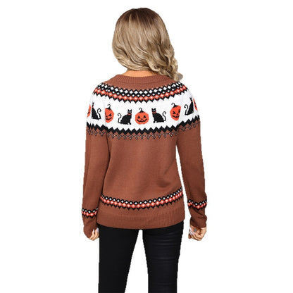 Women’s Oversized Black Cat Halloween Sweater