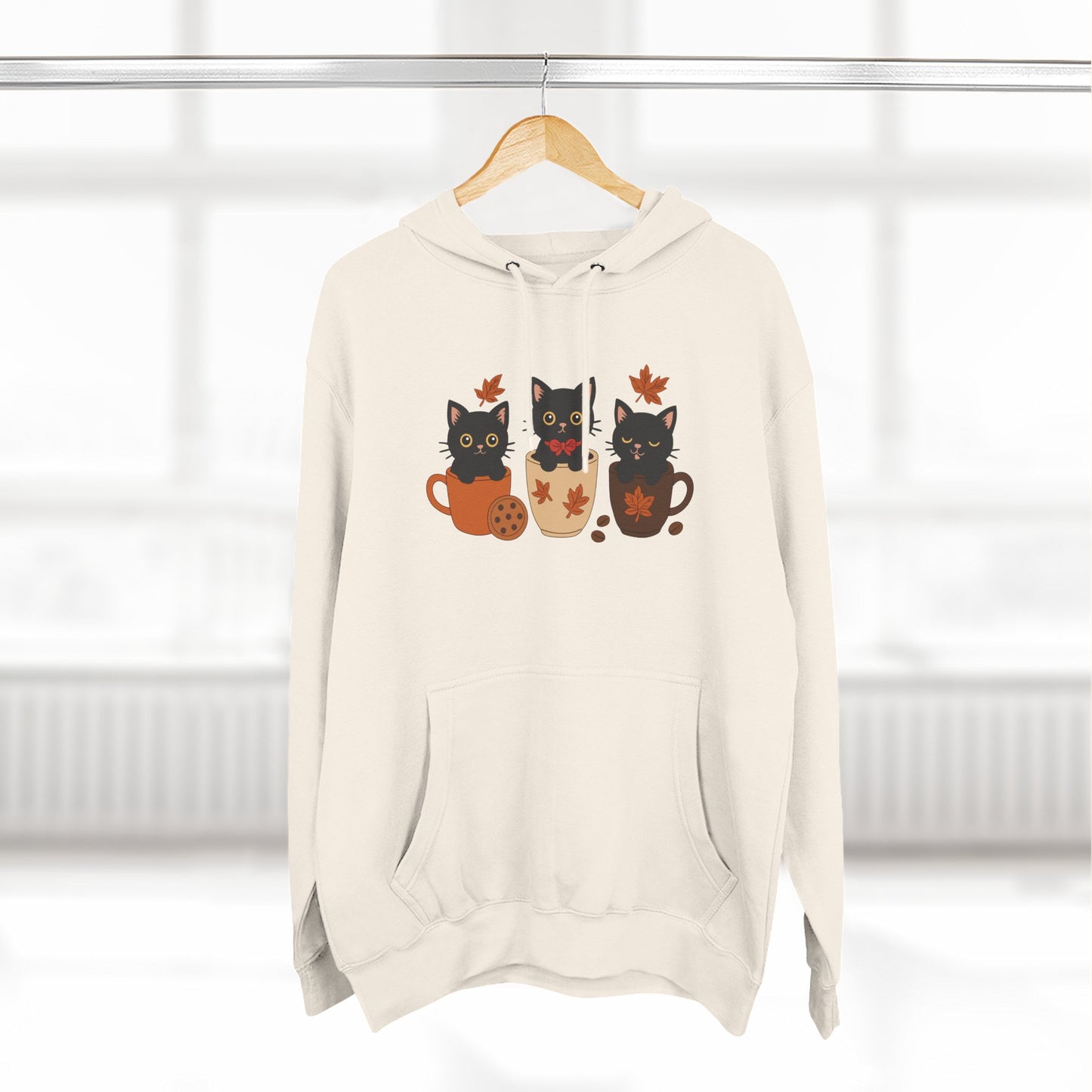 Cozy Cat-Themed Fleece Hoodie for Fall, Perfect for Cat Lovers, Halloween and Cozy Season, Cute Hoodie, Gift Idea, Autumn Vibe