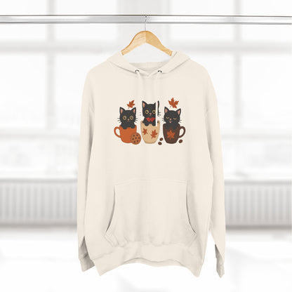 Cozy Cat-Themed Fleece Hoodie for Fall, Perfect for Cat Lovers, Halloween and Cozy Season, Cute Hoodie, Gift Idea, Autumn Vibe