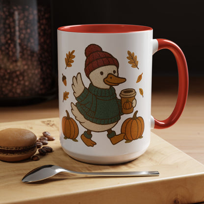 Cozy Fall Duck Mug — Autumn Coffee Cup (11oz / 15oz)